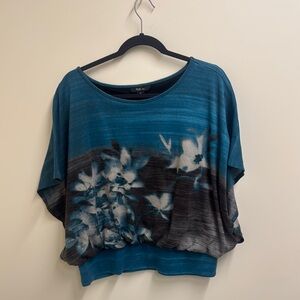 Style & Co. Blue and Black Relaxed Blouse